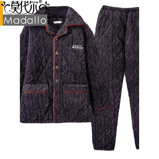 莫代尔珊瑚绒睡衣男士秋冬季加绒家居服法兰绒加厚保暖洋气学生男士新款 深灰色M6621 加厚连帽款 L 【建议95-120斤】 三层加厚