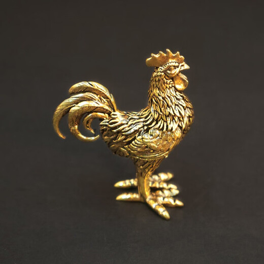 黄铜大公鸡小摆件实心铜母鸡装饰品鸡生肖工艺品古玩文玩小铜器 全铜小号公鸡4839cm