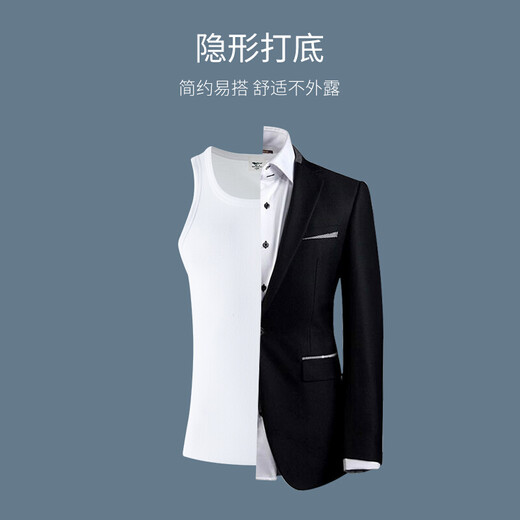 Septwolves ribbed vest men's pure cotton bottoming sweatshirt summer hurdle sports fitness sweat-absorbent breathable sling sleeveless inner wear pure cotton thick thread style white + black + gray 3 pieces XL (175) recommended 130-150Jin Jin equals 0.5 kg