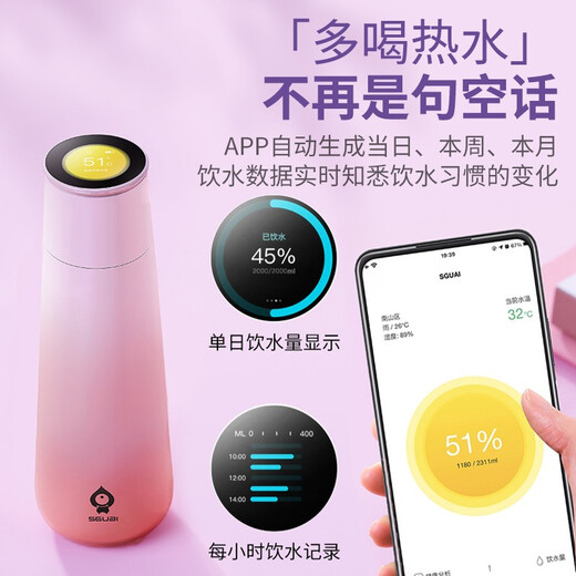
SGUAI intelligent insulation water cup gives girlfriend and wife high-value practical high-end customized birthday graduation Valentine's Day gift. Butterfly transforms powder-light gift box [SF Express] 430ml