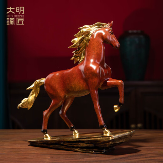 Ming Dynasty bronze smiths have made great achievements in copper horse ornaments home living room wine cabinet TV cabinet high-end gift housewarming opening gift Father's Day