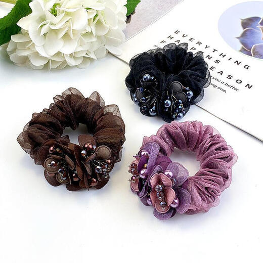 Dragon Girl Hair Ball Hair Ball Mom Hair Tie Temperament Hair Tie 2025 Internet Celebrity Hair Accessory Rubber Band for Women 2-piece Set Dark Coffee + Black