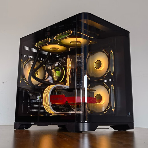 Wanjia Canopy White MINI Curved Glass Sea View Room Computer Case Desktop MATX240/360 Water Cooling Canopy MINI Black + Prism Fourth Generation ARGB Five Fans