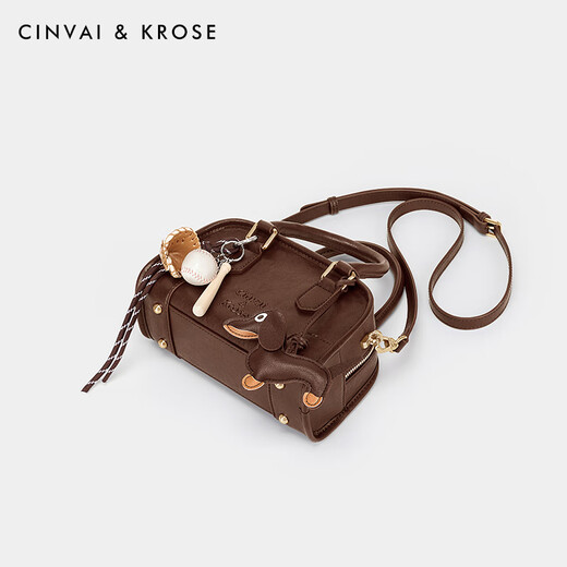 
CinvaiKrose [Same Model for Zhao Zhaoyi] Bag Women's Bag 2025 New Hand-Owned Bowling Bag One-Shoulder Crossbody Bag Birthday Gift Coffee Color [Give my girlfriend's wife and girls' gifts to heart]