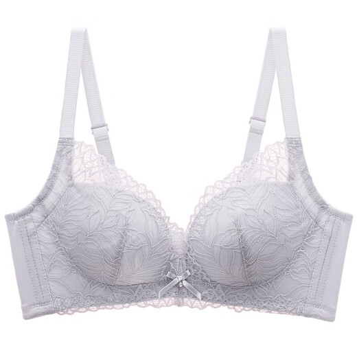 Urban Beauty Underwear Women's Wireless Lace Breathable Palm Cup BC Thin Cup Widened Side Ratio Breast Reduction Bra 2B05A3 Light Silver Gray 34/75B Cup