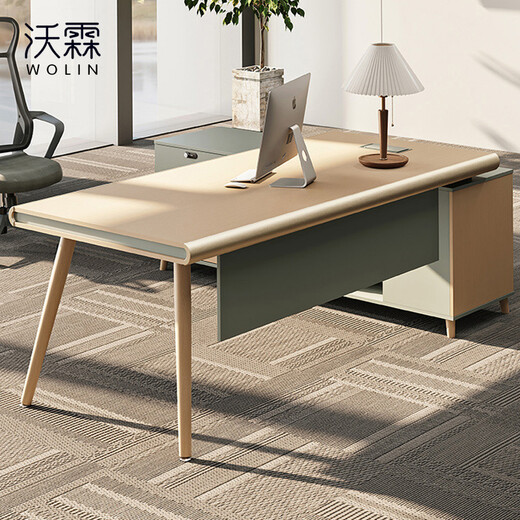 Wolin E0 level office furniture, light luxury executive desk, modern boss desk, simple and fashionable office desk and chair combination, file cabinet 2400*400*1800