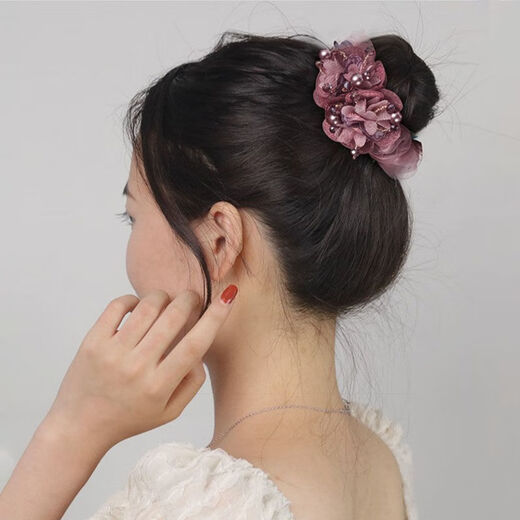 Dragon Girl Hair Ball Hair Ball Mom Hair Tie Temperament Hair Tie 2025 Internet Celebrity Hair Accessory Rubber Band for Women 2-piece Set Dark Coffee + Black