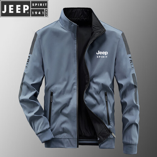 JEEP SPIRIT jacket men's spring and autumn stand collar loose double-sided wear winter youth middle-aged business jacket with cotton jacket 9866 khaki spring and autumn style [upgrade version] L (recommended 115-130 Jin [Jin equals 0.5 kg])