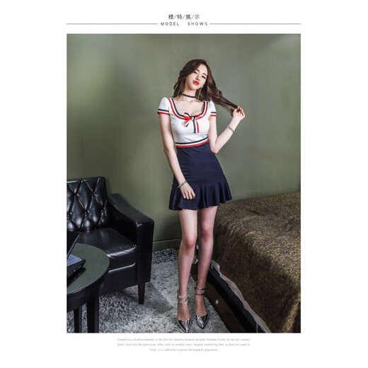 Ran Yilan 2024 presentador yy transmisión en vivo ropa fotogénica traje de club nocturno escotado sexy cintura ajustada que adelgaza la cadera vestido corto color de imagen XL