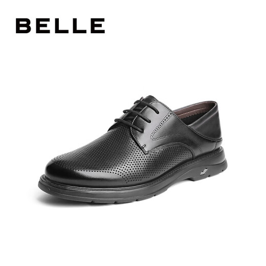 Belle Commuter Business Shoess Cow Wide Hombres de cuero de cuero transpirable y cómodo A1475BM4 Negro 42