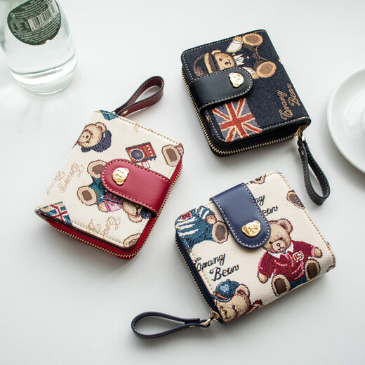 Bear attachment women's wallet multi-card slot multi-functional coin purse fashionable short wallet for women