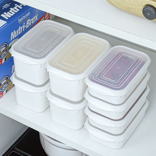 Quhe Japanese-style crisper household food-grade lunch box with lid microwave refrigerator sealed box lunch box refrigerator storage box 350ml 10 pieces rice packaging thickened food-grade material crisper can be microwaved