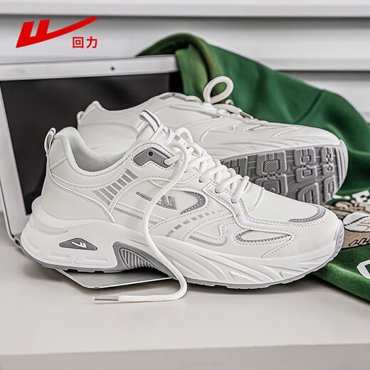 Warrior official men's shoes, sports shoes, men's trendy and versatile autumn and winter men's leather casual shoes, men's dad shoes, men's beige 42