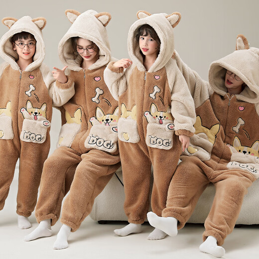 Junge Liebeswörter Eltern-Kind-Pyjamas Herbst- und Winter-Strampler Langarmed Koralle Velvet Family Drei- und Vier Familiendekoration Kinder-Hauskleidung ypf3893 Welpe Durchschnittliche Größe Kinder 8 Größe (85-100 30 Jin [Jin entspricht ca. 0,5 kg])