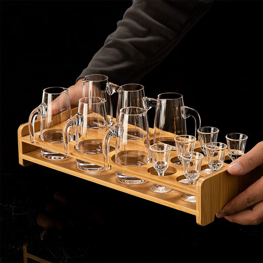 MIDOC classic Moutai cup small wine glass household crystal glass wine dispenser white wine cup one cup Moutai wine set 6 pots 6 cups 100ml+10ml-unlabeled-12 head rack