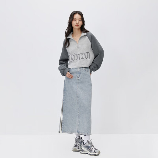 ONLY秋冬时尚休闲刺绣撞色短款长袖圆领卫衣女|12349S027 G41 浅花灰 M 165/84A