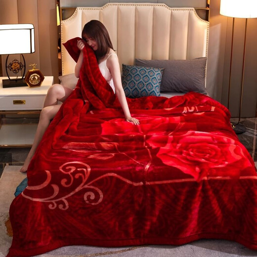Nanjiren Rasher Decke Deckeldecke im Winter verdickte Doppelschicht Hochzeit Superweich warm warm ein Doppelquilt -Samtdecke 653 Rose Rot 150*200 cm ungefähr 5 Jin [Jin ist gleich 0,5 kg]