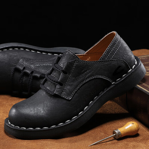 Kamel Dynamische Frühlings- und Herbstleder Leder mit großem Kopf aus Lederschuhen Herren atmungsaktiven Low-Top-Arbeitsschuhen Outdoor-Sport und lässige Schuhe hellbraun (Top-Layer Cowhide) 8815 41 Standard Lederschuhe Größe