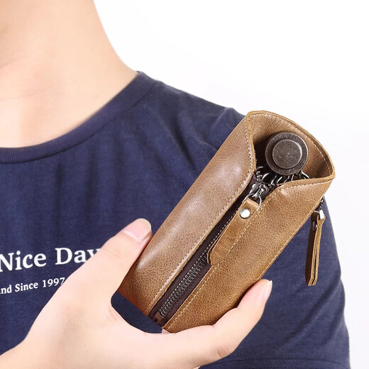 Bolsa de automóvil de canguro (canguro) universal gran capacidad de cuero genuino bolso de llave cremallera masculina masculina de mascotas múltiples función de cintura para cintura negro negro