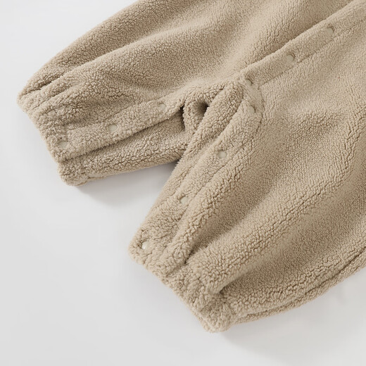 Bali Piggy Baby Girl Winter Clothes, Lamb's Velvet Thick Warm Autumn and Winter Outing Clothes, Plush Cute Baby Onesie, Beige 80cm