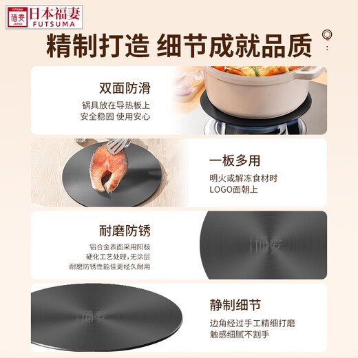 FUTSUMA heat conduction plate gas stove pot bottom anti-burning black heating plate pot guard pad thawing plate thickened 5.6mm thick heat conduction plate