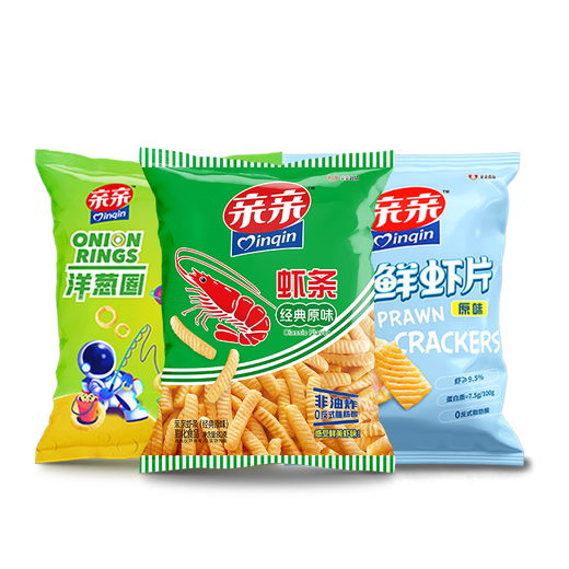 Kuss frische Garnelenstreifen lässige Snacks 240 g (Garnelenstreifen + Garnelenscheiben + Zwiebelringe) Puff -Food -Geschenkpackung