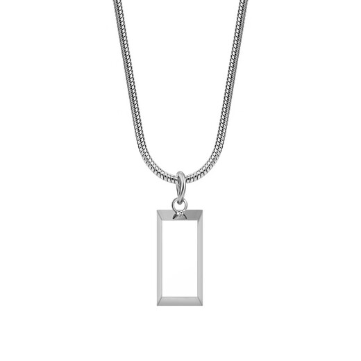 QMXD silver brick necklace men's trendy versatile high-end men's pendant domineering simple fashion student necklace clothing pendant