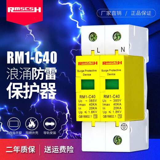 Shanghai People's 2P/4P first-level surge protector 220/380V lightning arrester lightning switch surge protector anti-lightning single-phase-2P-80KA