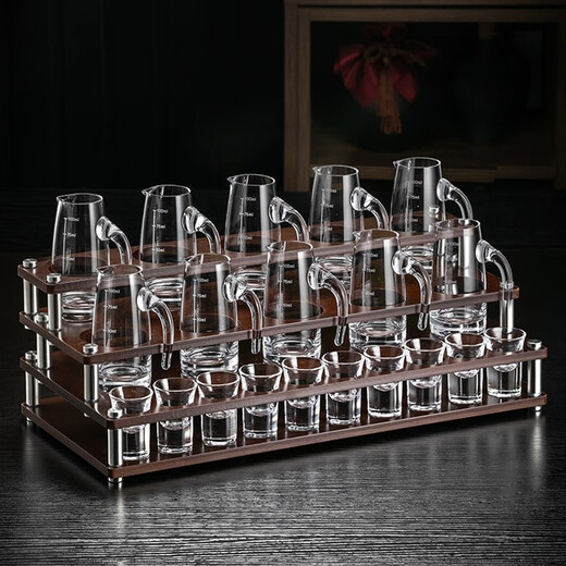 CRISTALGLASS high-looking white wine glass and wine dispenser set, crystal glass household small wine glass, one cup, high-end high-end wineware, wine dispenser 100ml, 10 pieces + 15ml goblets, 10 pieces + cup holder