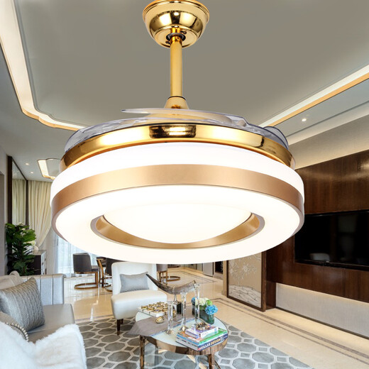 Ein Dengbao Invisible Lüfterlichter, Lüfterlichter, LED-Esskronleuchter, Wohnzimmer und Schlafzimmer moderne einfache LED-Haushaltsbeleuchtung 9921 42 Zoll + Fernbedienung + 36 Drei-Farben-Lichtwechsel