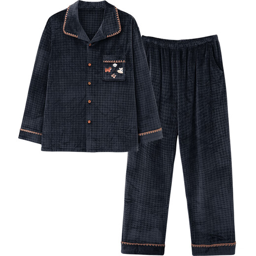 Mrs. Slee SLEEP TIGHT couple pajamas 2025 new women's winter island velvet thickening plus velvet simple temperament men can wear winter suit YR925005-Men's XL