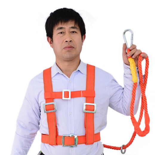 High-altitude working safety belt, outdoor construction safety belt, full body five-point European air-conditioning installation safety rope electrician belt SN6302 national standard five-point single small hook 2 meters