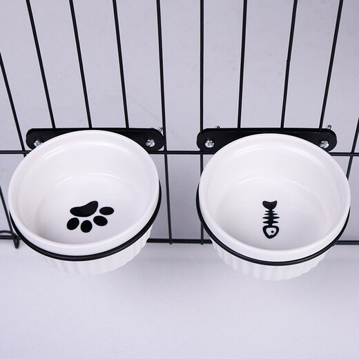 Hanhan Pet Pet Cat and Dog Bowl Hanging Cage Special Ceramic Bowl Fixed Hanging Cage Cat and Dog Food Basin Water Bowl Cage Hanging Ceramic Bowl