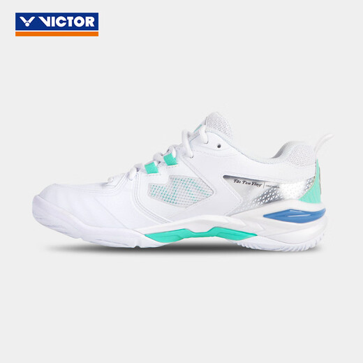 Victor (VICTOR) badminton shoes non-slip wear-resistant sports shoes for men and women victory shoes shock absorption wear Tsingying competition shoes P9200TTY NLite AR white/white water green [new style] 41