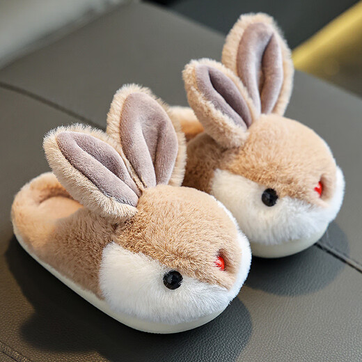 Miao Fei Children's Cotton Slippers Girls Winter Cartoon Cute Rabbit Home Slippers Warm Anti-Slip Baby Cotton Slippers Boys Pink (It is recommended to take one size larger) 16.5 cm 26-27 size