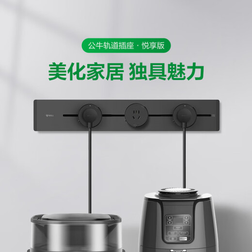 公牛（BULL）明装轨道插座 可移动插座壁挂式插座 悦享款GB32 免开槽 75厘米轨道+4个五孔墨云灰适配器开关