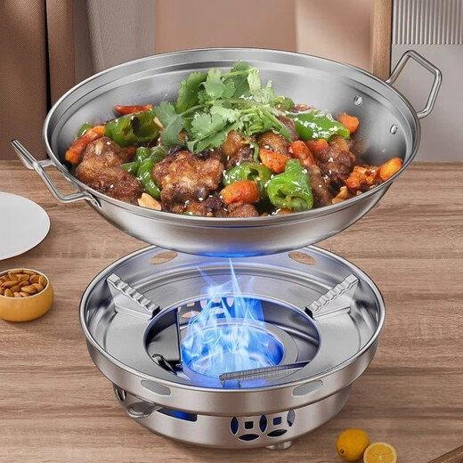 Spade Really Thickened Stainless Steel Large Alcohol Stove Alcohol Pot Household Hot Pot Dry Pot Soup Pot Dry Boiler Complete Set Covered Dry Pot + Stove 28cm