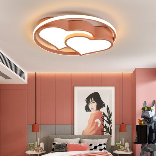 Jihuo children's room bedroom lamp Nordic boys and girls creative cartoon ceiling lamp modern simple master bedroom room lighting pink mushroom diameter 50CM white light 36 watts