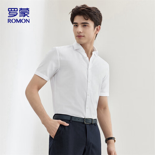 Romon kurzärmeliges Hemd Herren 2025 Sommer cooler Baumwolltop-Business Casual Formal Formal White Shirt MQ21 White 40