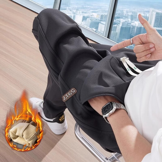 Kazuki Kuraishi Kuraishi Kazuki Waffle Casual Hosen für Herrenherbst- und Wintermodemarke Lose verdickte, gerade Beinbindungen Sportwachen Khaki XL