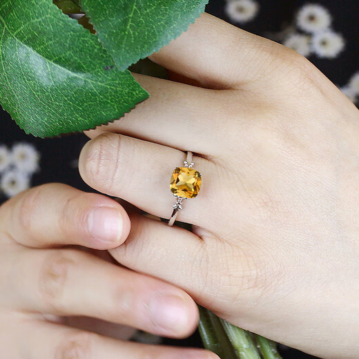 GEM STONE KING 3 carat citrine ring 925 silver 10K gold two-color gemstone ring as a birthday gift for your girlfriend, US No. 5