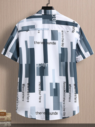 曦屿薄款短袖衬衫男夏季宽松尖领条纹印花衣服衫冰丝凉感青少年衬衣XY 7162绿色+7027黑色 M 约95~110斤可穿