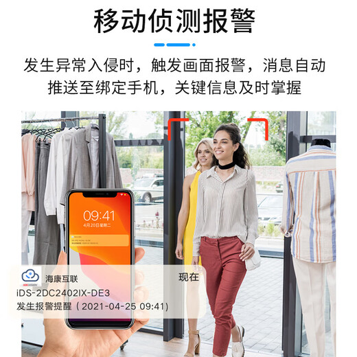 海康威视（HIKVISION）监控摄像头POE球机 400万高清全彩夜视室内外家用无线网络云台摄像机探头手机远程监控器安防设备 400万无线版2DE2404MW-D3/W/XM