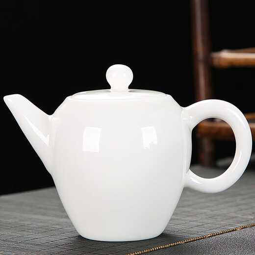 Jingdezhen mutton-fat jade white porcelain Kung Fu tea set for home living room simple modern office Dehua white porcelain tea cup 14-head mutton-fat jade Xishi teapot set (cup with words