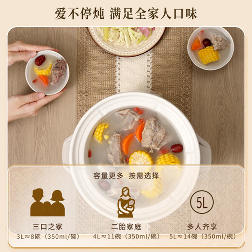 TONZE electric stew pot, porridge pot, soup pot, stew pot, baby electric stew pot, porridge health pot, quick stew, direct stew white porcelain pot DGD30K22GC 3 liters