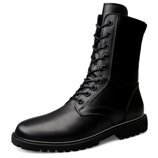 Western Region Kamel extra große Lederstiefel Echte Leder Kurzstiefel Herren Martin Boots große Kampfstiefel High Top Herren Stiefel Schwarz (Single Schuhe) 42