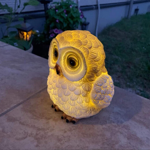Shiyan Solar Garden Light Creative Simulation Zoo Forest Ornament Garden Landscape Light Outdoor Waterproof Decorative Light White Round Owl