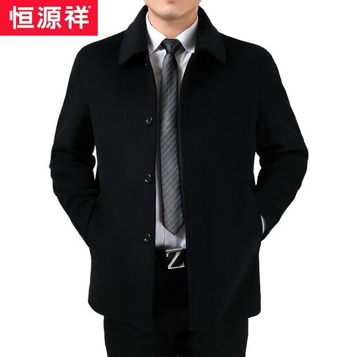 Hengyuanxiang fattened plus size sheep marmoset coat men's middle-aged and elderly wool woolen coat mid-length daddy jacket thickened mid-length navy blue (no velvet) 210/7XL 240-260Jin Jin is equal to 0.5 kg can be worn