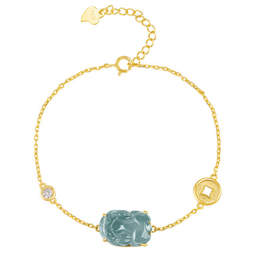 Cuiyingfu Natural A-Grade Jade Blue Water Pixiu S925 Silber eingelegtes Armbandeis Jade Männer und Frauen High-End-Handdress