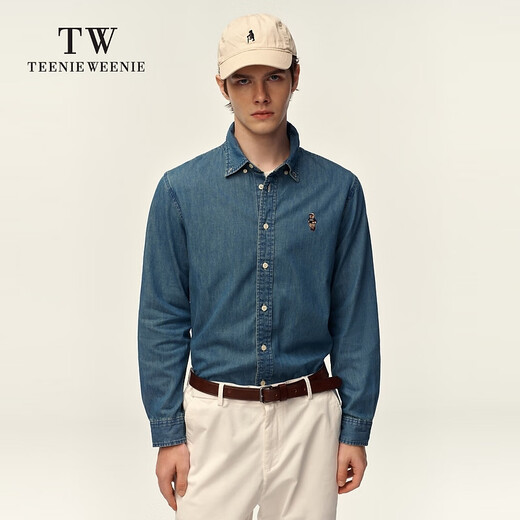 Teenie Weenie小熊男女同款休闲衬衫2025春季新款时尚水洗牛仔衬衣 蓝色 M